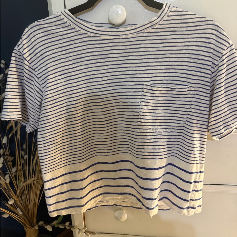 Madewell Cream and Navy Striped Tee